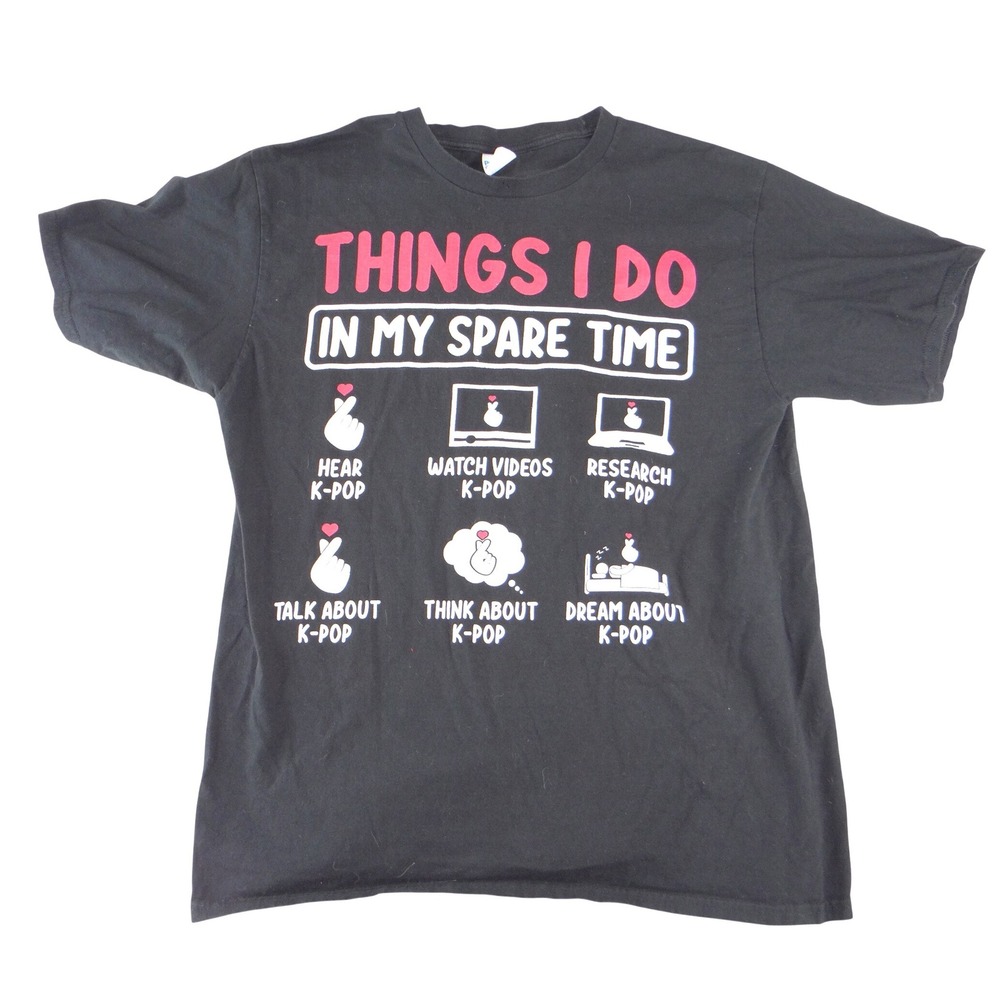 Port & Company K-Pop Things I Do In My Spare Time Graphic‎ T-Shirt Black Large